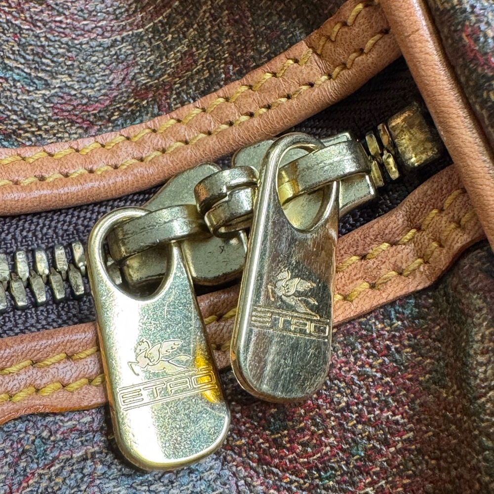 Etro Paisley Leather Trim Duffel Bag Travel Weekender Lock Key Strap COA - Picture 8 of 15